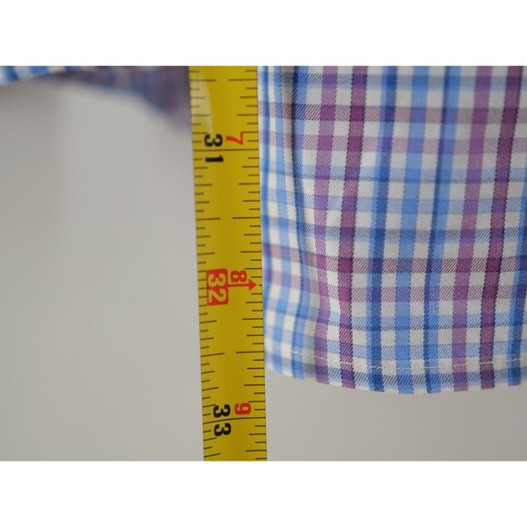Peter Millar Shirt Mens Extra Large‎ White Blue Purple Check Button Up XL - Picture 5 of 6